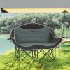 Padded Double Camping Chair - Folding with Armrests & Cup Holders