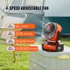VEVOR Portable Rechargeable Fan with LED Lantern – 4 Speeds, Auto Swivel, Timer & USB for Travel, Home & Camping