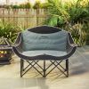 Padded Double Camping Chair - Folding with Armrests & Cup Holders
