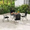 Set of 4 Folding Patio Chairs - Rustproof Metal Frame