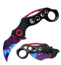 Day Zero Survival Military Karambit Claw Spring Assisted Folding Pocket Knife – Multiple Colors (Color: Red)