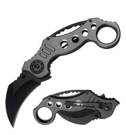 Day Zero Survival Military Karambit Claw Spring Assisted Folding Pocket Knife – Multiple Colors (Color: Gray)