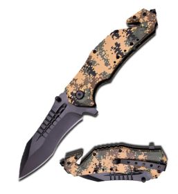 Day Zero Survival 8.75" Rescue Folding Knife – Multiple Handle Designs (Color: Digital Camo Tactical)