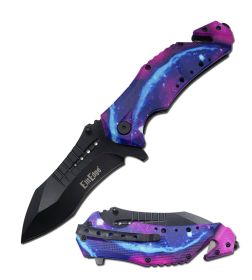 Day Zero Survival 8.75" Rescue Folding Knife – Multiple Handle Designs (Color: Galaxy Rescue)