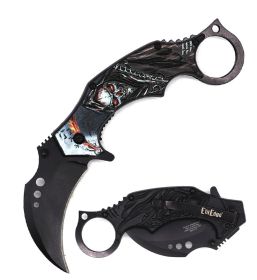 Day Zero Survival 7.25" Demon of Death Grim Reaper Karambit Spring Assisted Folding Pocket Knife – Multi-Color Collection (Color: Brown)