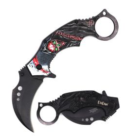 Day Zero Survival 7.25" Demon of Death Grim Reaper Karambit Spring Assisted Folding Pocket Knife – Multi-Color Collection (Color: Red)