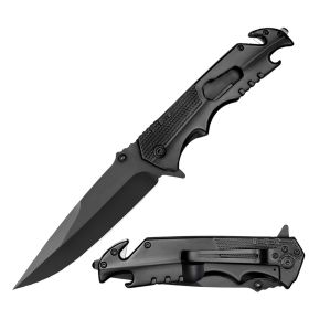 Day Zero Survival 5-in-1 Multi-Tool Spring Assisted Folding Camping Knife – Multiple Colors (Color: Black)