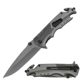 Day Zero Survival 5-in-1 Multi-Tool Spring Assisted Folding Camping Knife – Multiple Colors (Color: Gray)