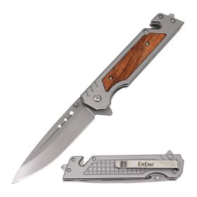 Day Zero Survival 9" Tactical Multitool Spring Assisted Folding Pocket Knife – Multiple Handle Options (Color: Wood)