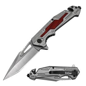 8.5" Spring Assisted Tanto Tactical Multitool Pocket Knife Collection – G10 & Wood Handle Variants (Color: Black/Wood)