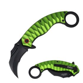 Day Zero Survival 7.75" Spring Assisted Karambit Folding Pocket Knife – Multiple Colors (Color: Green)