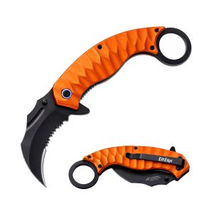 Day Zero Survival 7.75" Spring Assisted Karambit Folding Pocket Knife – Multiple Colors (Color: Orange)