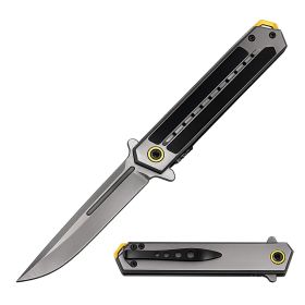 Ghostline Series 8.5" Spring Assisted Pocket Knife Collection – 440C Steel Tanto & Clip Point Blades (Color: Gray Clip Point Yellow)