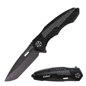 Day Zero Survival 8.25" Carbon Fiber Tactical Spring Assisted Pocket Knife – Multiple Colors (Color: Black)