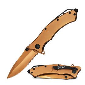8.25" Heavy Duty Tactical Spring Assisted Pocket Knife Collection – Black & Rose Gold (Color: Rose Gold)