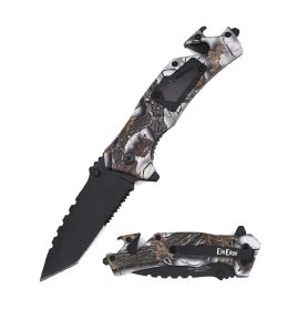 Day Zero Survival Military Tactical Rescue Multi-Tool Spring Assisted Folding Knife – Multiple Designs (Color: Camo)