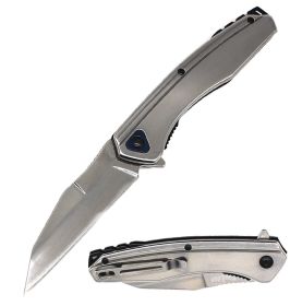 ElitEdge 8.25" Spring Assisted Wharncliffe Pocket Knife – Flipper EDC Collection (Color: Chrome)