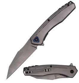 ElitEdge 8.25" Spring Assisted Wharncliffe Pocket Knife – Flipper EDC Collection (Color: Gray)