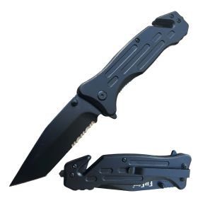 Day Zero Survival Heavy Duty Tanto Blade Spring Assisted Rescue Pocket Knife – Multiple Colors (Color: Black)