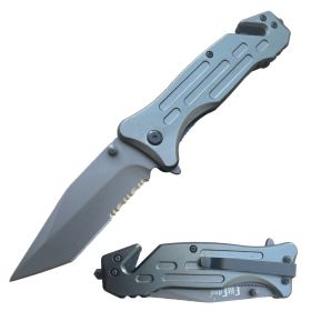 Day Zero Survival Heavy Duty Tanto Blade Spring Assisted Rescue Pocket Knife – Multiple Colors (Color: Gray)