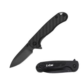 Day Zero Survival Ball Bearing Carbon Fiber Pocket Knife – Multiple Blade Finishes (Color: Black)