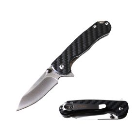 Day Zero Survival Ball Bearing Carbon Fiber Pocket Knife – Multiple Blade Finishes (Color: Satin)