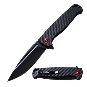 Day Zero Survival 8.5" Ball Bearing Carbon Fiber Folding Pocket Knife – 8CR13 Blade Options (Style: Drop Point)