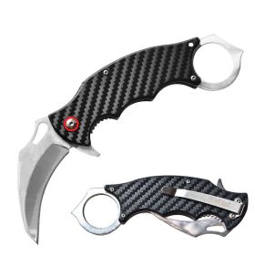 Day Zero Survival 7.5" Ball Bearing Tactical Karambit Pocket Knife – Multiple Handle Options (Color: Carbon Fiber/Mirror)