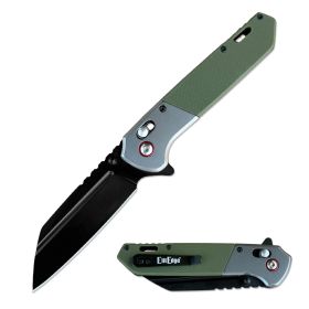 Day Zero Survival 8.5" Ball Bearing Axis Lock Reverse Tanto Flipper Pocket Knife – Multiple Handle Options (Color: Green G10)