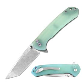 Day Zero Survival Premium CNC Machined D2 Tanto Ball Bearing Pocket Knife – G10 Handle – Multiple Colors (Color: Jade)