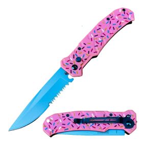 Day Zero Survival Automatic Switchblade Knife – Sprinkles Series – Multiple Colors (Color: Blue)