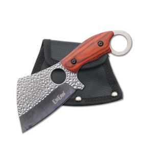 Day Zero Survival Urban Combat Cleaver Wharncliffe Fixed Blade Knife – Multiple Pakkawood Handles (Color: Silver/Brown)