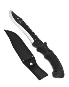 Day Zero Survival 16" Fixed Blade Outdoor Hunting Knife with Sawback Blade – Multiple Handle Colors (Color: Black)