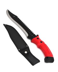 Day Zero Survival 16" Fixed Blade Outdoor Hunting Knife with Sawback Blade – Multiple Handle Colors (Color: Red)