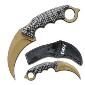 Day Zero Survival 9.25" Tactical Karambit Fixed Blade Knife – G10 Handle (Color: Tan)
