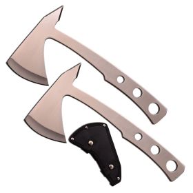 Day Zero Survival 2-Piece Throwing Axe Hatchet Tomahawk Set – Multiple Finishes (Color: Silver)
