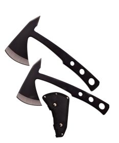 Day Zero Survival 2-Piece Throwing Axe Hatchet Tomahawk Set – Multiple Finishes (Color: Black)
