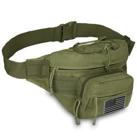 EDC Fanny Pack - Tactical Pouch with USA Flag Patch (Color: Green)