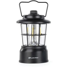 LUXPRO Retro Filament LED Lantern – Vintage Battery-Powered Camping Lantern with Adjustable Warm & Bright White Light (Color: Black)