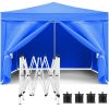 10'x10' EZ Pop Up Canopy with 4 Removable Sidewalls, Carry Bag & Weight Bags