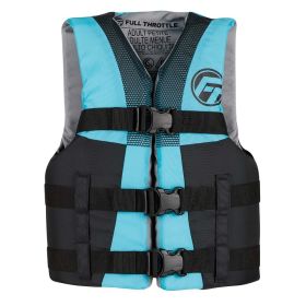 Full Throttle Nylon Life Jacket (Color: Aqua/Black, Size: Teen)
