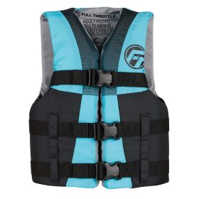 Full Throttle Nylon Life Jacket (Color: Aqua/Black, Size: Teen)